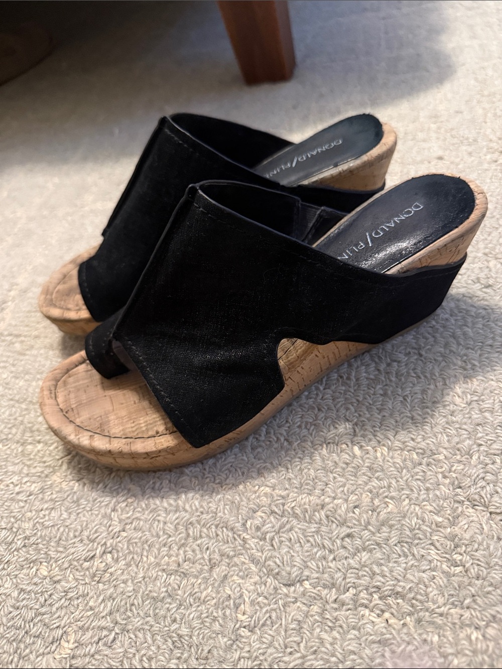Donald J. Pliner Black Suede Cork Wedges